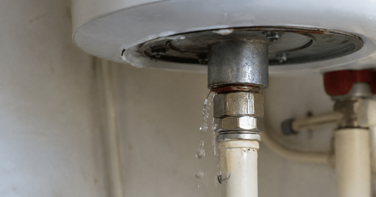 Eau qui coule sous joint metallique chauffe-eau vertical