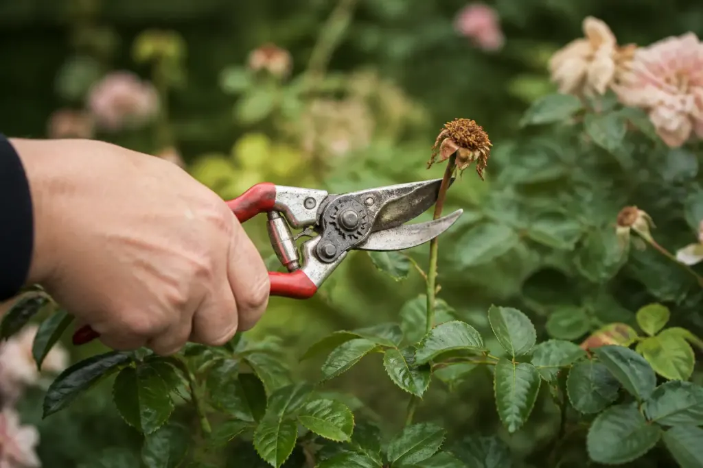 Secateur coupe tige florale apres chute petales